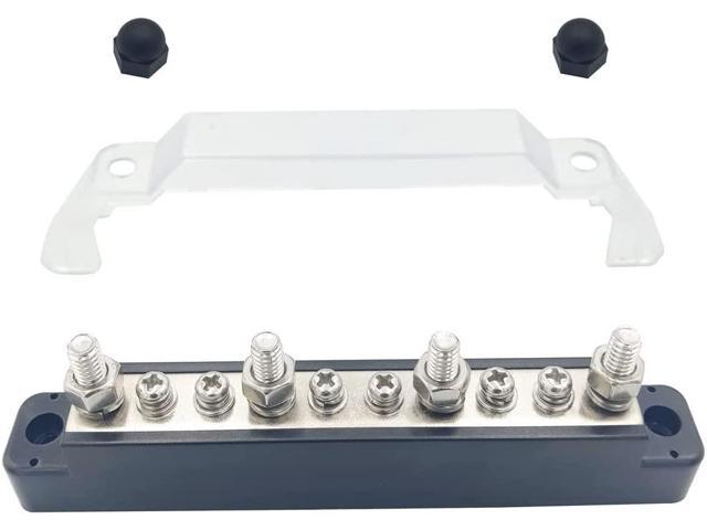 ROYFACC Bus Bar Power Distribution Block 4 x 1/4 Studs 6 x M4 Screw Terminal Block with Cover 150 Amp Rating for Car Boat Marine Caravan RV Red 