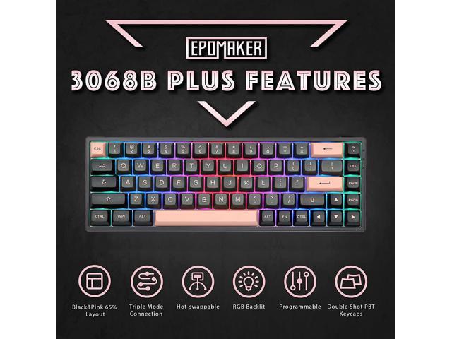 EPOMAKER AKKO 3068B Plus Black Pink Gming Keyboard (AKKO CS Jelly