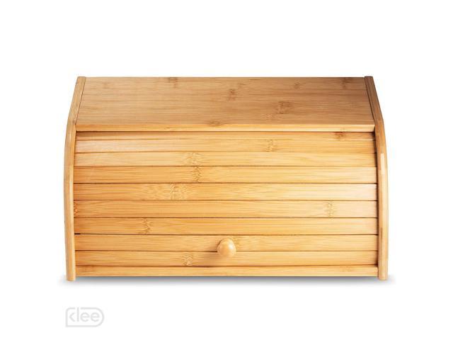 Klee Bamboo Bread Box For Kitchen Counter Rolltop Breadbox