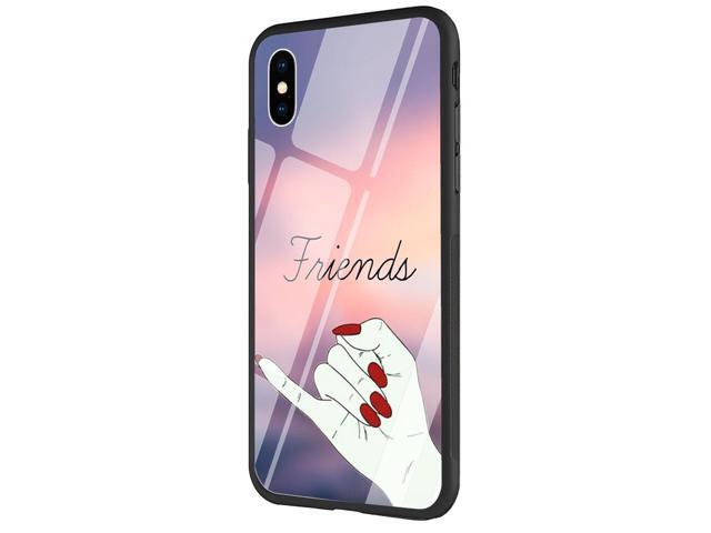 Yimaoc Phone Case Iphone Xs Max Tempered Glass Back Cover And Soft Silicone Rubber Per Frame For Scratch Resistant Shock Absorption Am 103