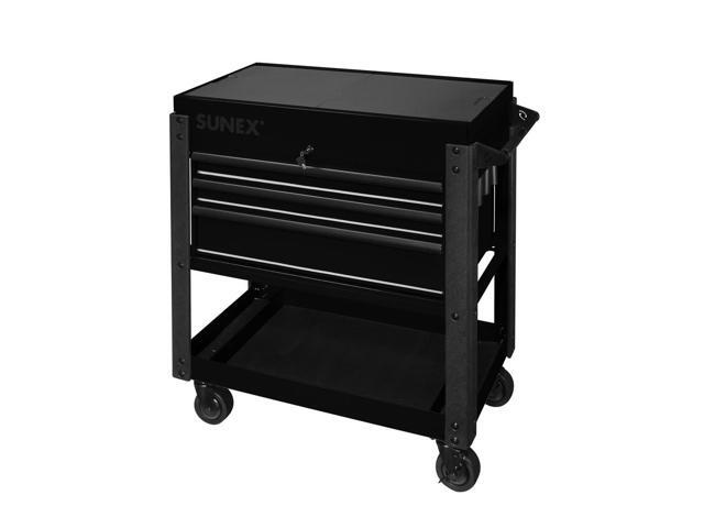 Sunex 8035xtbk 3 Drawer Slide Top Utility Cart With Power Strip