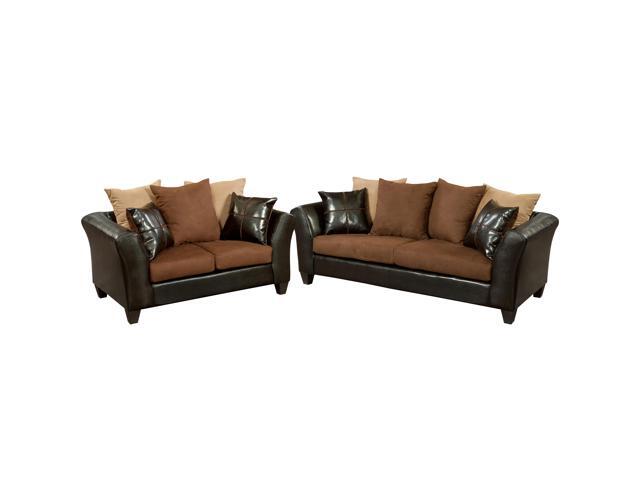 Riverstone Sierra Chocolate Microfiber Living Room Set Newegg Com
