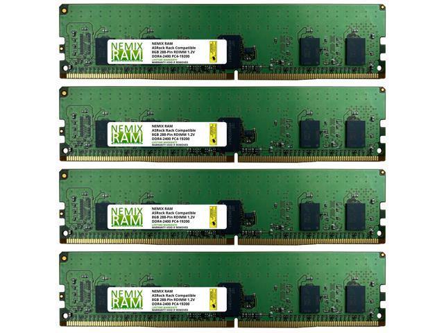 32GB Kit (4 x 8GB) DDR4-2400 PC4-19200 ECC Registered Memory for ASRock  Rack ROMED8-2T AMD EPYC Board by NEMIX RAM