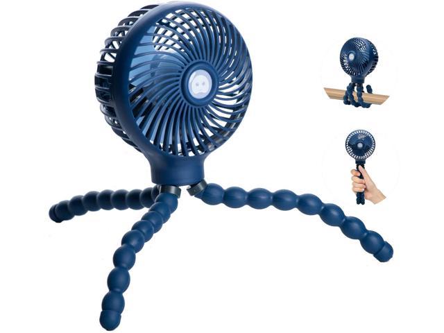 Navy Blue Safe Quiet and Long Lasting Charge USB or Battery Powered Mini Baby Stroller Fan Handheld Personal Portable Fan with Flexible Tripod for Stroller Student Bed Desk Bike Crib Car Rides 