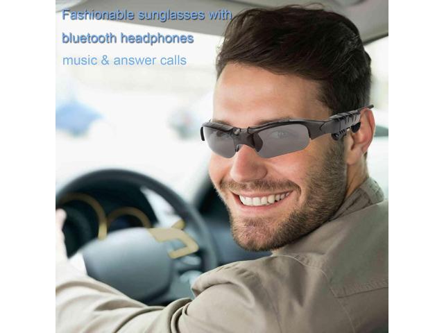Bluetooth Sunglasses with Headset Wireless Music Sunglasses Men Women Sport Sunglasses Smart Glasses Handfree Headphone Earphone Built-in Mic for Smart Phone Outdoor Cycling Driving Fishing Yellow 