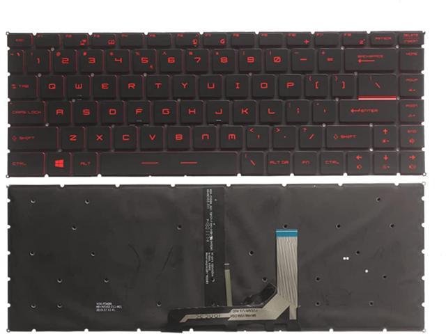 Laptop Replacement US Layout Red Backlit Keyboard for MSI GS65 GS65VR P65  WP65 WS65 PS63 GF63 PS42 MS-16Q1 MS-16Q2 Black