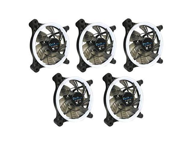 APEVIA 512L-CWH 120mm Silent Dual Rings White LED Fan with 32 x LEDs & 8 x Anti-Vibration Rubber Pads (5 Pk)