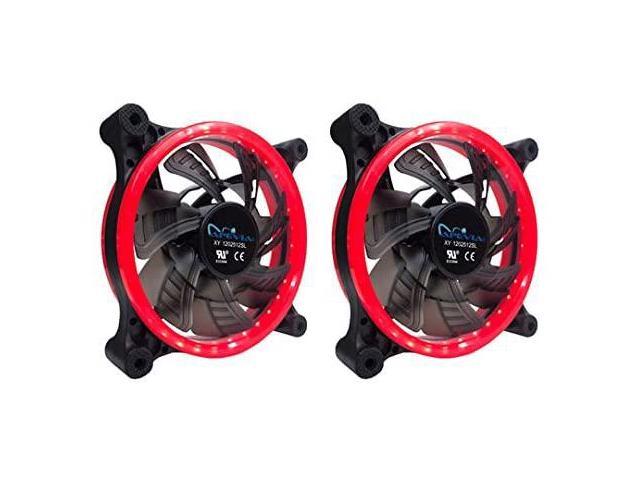 APEVIA 212L-CRD 120mm Silent Dual Rings Red LED Fan with 32 x LEDs & 8 x Anti-Vibration Rubber Pads (2 Pk)