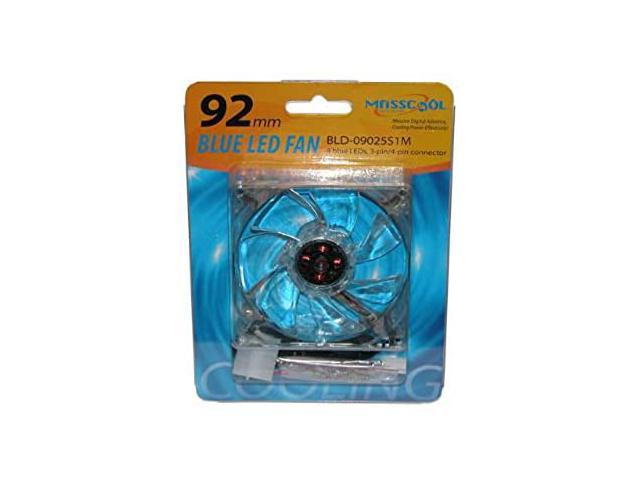 MassCool BLD-09025S1M 92mm 3 & 4pin 4-Blue LED Case Fan Power supply fan