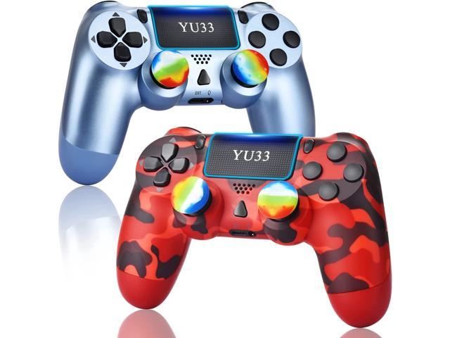 YU33 2 Pack Wireless Controller PS4,Works with Playstation 4 System, Gaming Pa4 Control,Great Red Camo Joystick Gift for Christmas and Birthday (Titanium Blue+Red Camouflage Mando,Not - Newegg.com