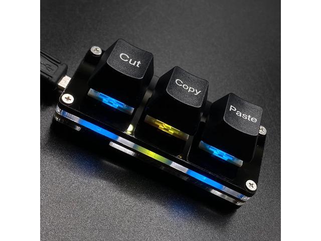 Mini 3-Key Cut Copy Paste Keyboard - RGB Macro Pad Gaming Mechanical ...
