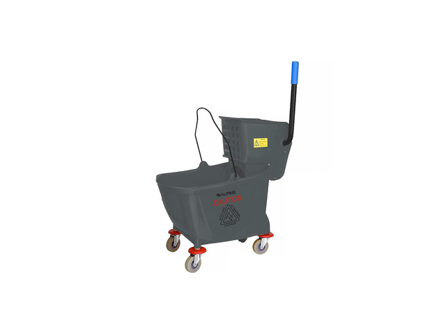 Alpine Industries 36 Qt. Mop Bucket with Side Press Wringer in Gray 462 ...