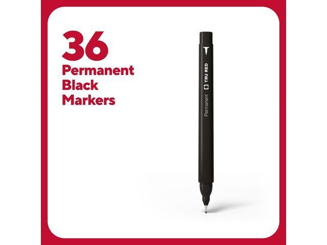 TRU RED Pen Permanent Markers Ultra Fine Tip Blk 36/Pack TR54546 