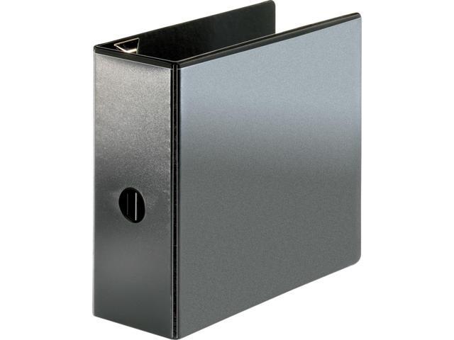 Business Source D-Ring Binder - Black Locking View Binder With 5-Inch Capacity & Storage Pockets