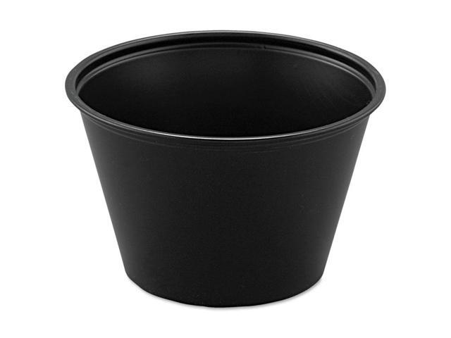 SOLO Polystyrene Portion Cups 4oz Black 250/Bag 10 Bags/Carton P400BLK