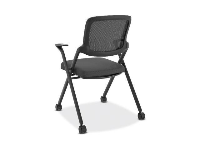 HON Assemble Mesh Back Nesting Stacking Chair Fixed Arms Black Fabric ...