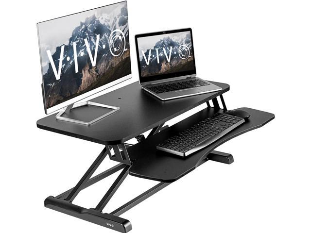 Photo 1 of VIVO Black Height Adjustable Standing Desk Monitor Riser 32" Sit Stand Workstation Tabletop