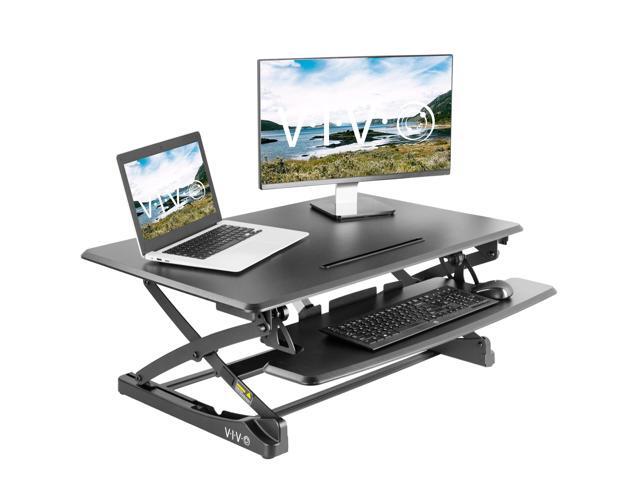 Vivo Black Electric Height Adjule Standing Desk Monitor Riser 36 Sit Stand Newegg Com