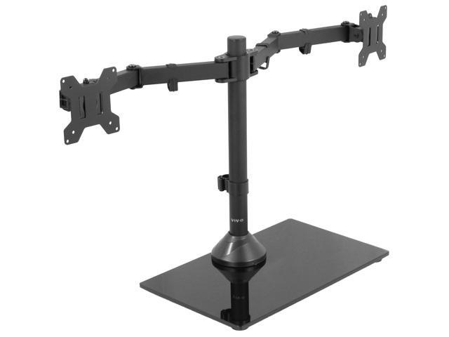 Photo 1 of **** MISSING HARDWARE****
VIVO Black Dual Monitor Stand Adjustable Mount w/ Freestanding Glass Base for Two Screens up to 27"