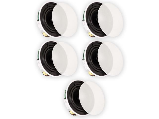 Theater Solutions TSQ670 Flush Mount 70 Volt Speakers with 6.5" Woofers In Ceiling 5 Pack