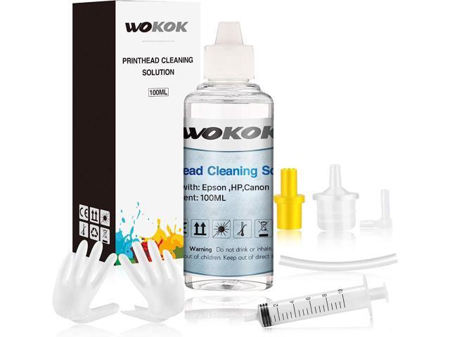 WOKOK Cleaning Kit | Printhead Cleaning Kit | for Inkjet Printers HP/Brother/Epson/Canon WF-7710 WF-3640 8600 8610 8620 WF-2750 WF-2650 ET-2750 ET-2650 C88 Liquid Printers Nozzle100ml Ink (Aftermarket) -