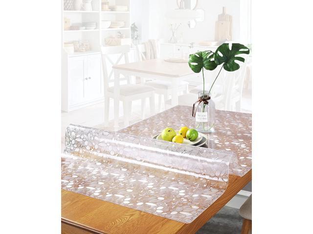 OstepDecor Upgraded Version 1.5mm Thick Square Clear Table Cover Heavy Duty Table Top Protector No Plastic Smell Dining Table Cover Clear Plastic Tablecloth Protector 54 x 54 Inch 