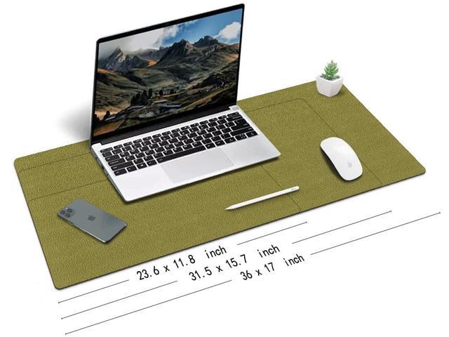 Waterproof Keyboard pad Desk Mouse Pad for Office/Home/Gaming/Decor Olive Green,23.6x 11.8 Large Natural Cork & Leather Desk Pad,eco Desk mat,Double-Sided Desk Protector 