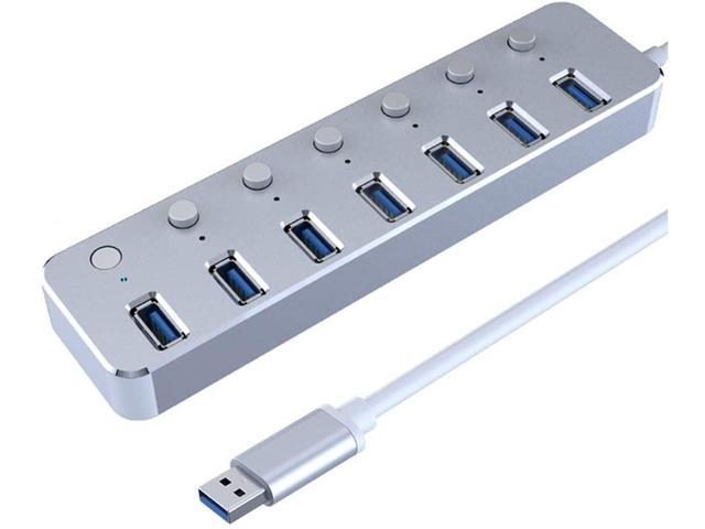 barsone Multi Port USB Hub Splitter, 7-Port USB 2.0 Hub for Laptop, USB  Port Expander with On/Off Individual Switch Compatible for All USB Device