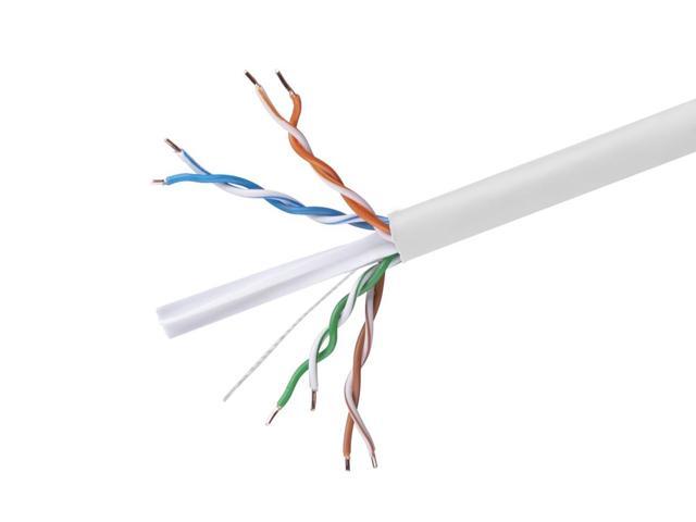 23AWG Solid Monoprice Cat6 Ethernet Bulk Cable 500Mhz Pure Bare Copper Wire CMR UTP Riser Rated Network Internet Cord 250ft White 