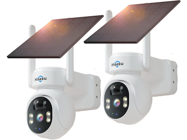 Hiseeu Solar Camera, 4MP 100% Wireless WiFi Camera Outdoor, Humanoid ...