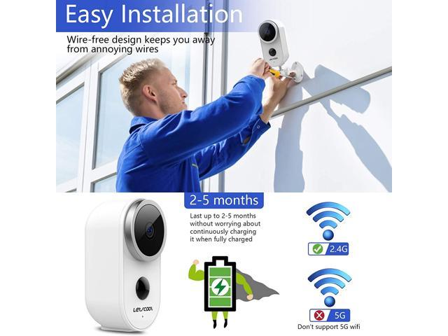 2-Way Audio Wireless Home Security Camera LETSCOOL 1080P Video Rechargeable Battery Powered WiFi Surveillance Camera with PIR Motion Detection Night Vision Weatherproof for Outdoor Indoor 
