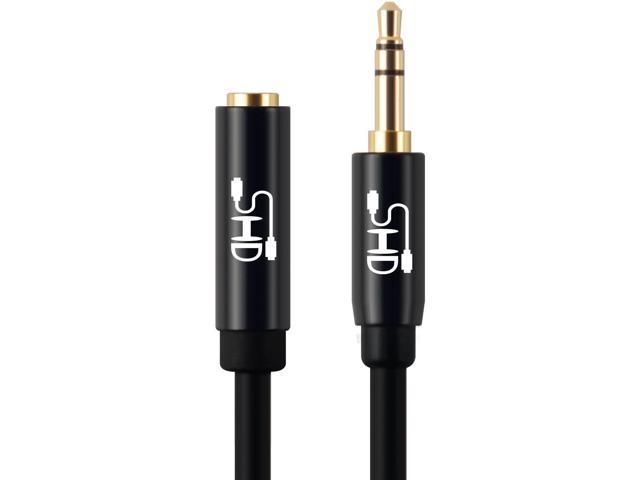 SHD 3.5mm to 2RCA Y Splitter Stereo Audio Cable Bi-Directional 2 RCA to 3.5mm Aux Male Type Dual Shielding Gold Plated Ends Metal Shell-Black 6Feet 