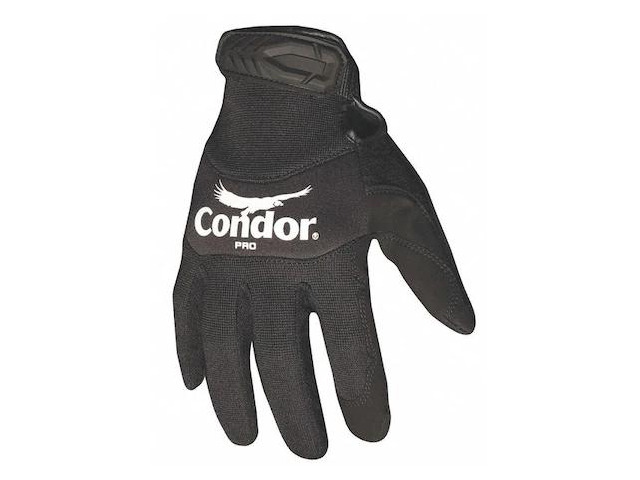 Black Seamless Mechanics Gloves 2XL Condor 42KZ78 Single Layer Nylon