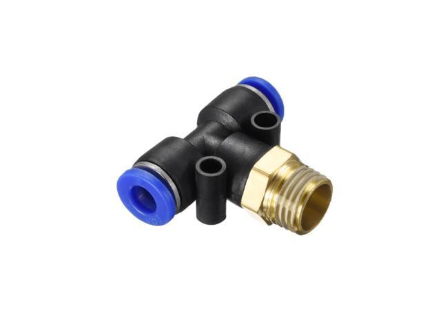 Plastic Tee Push to Connect Pipe Fittings 6 mm or 15//64OD x 1//2 G Male Thread Push Lock Blue 2 Pieces