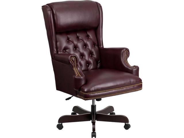 High Back Traditional Tufted Burgundy Leather Executive Office Burgundy Leather Executive Office