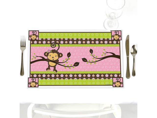 Pink Monkey Girl Party Table Decorations Baby Shower Or