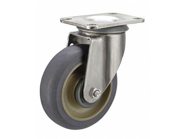 ZORO SELECT 1UHW8 Swivel Plate Caster,Rubber,3 in,200 lb,C