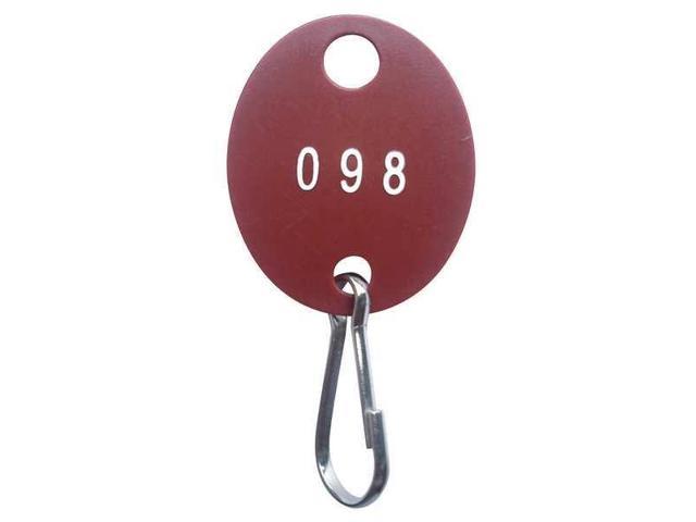 Zoro Select 33J883 Key Tag Numbered 1 To 100,Oval,Pk100 