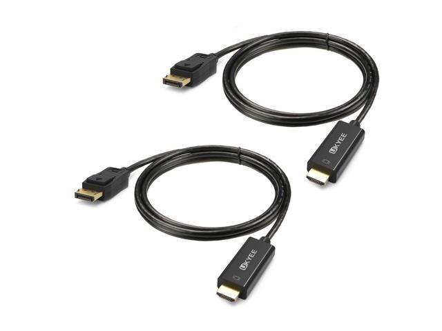DP Display Port to HDMI Cable Adapter 6ft Nylon Braided Male to Male Supports Video and Audio for All DP Port Computer Laptop DisplayPort to HDMI 6 feet 2-Pack