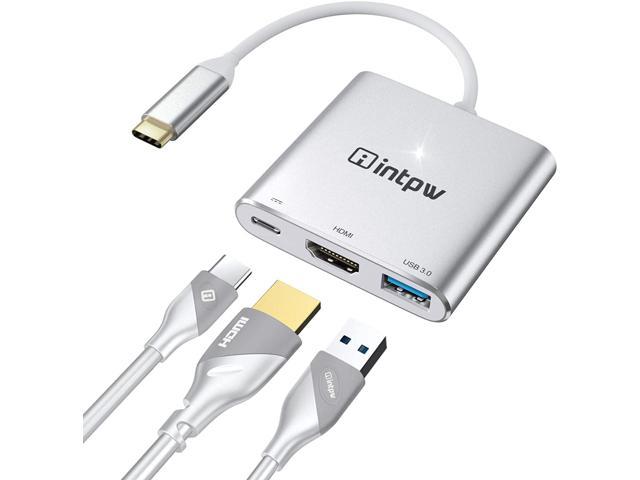INTPW Type-C Thunderbolt 3 Hub with USB 3.0 Port Type-C PD Charging Port USB-C Digital AV Multiport Adapter Compatible w/MacBook Air/Chromebook USB C to HDMI Adapter 4K@30Hz for MacBook Pro 