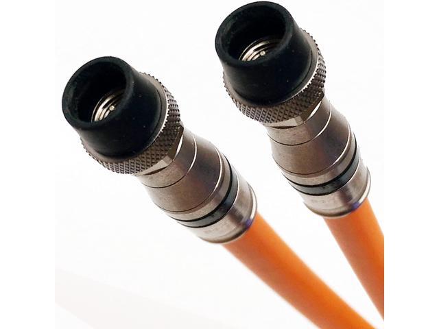 50ft Black 3X Shields 14AWG 75 Ohm Gel Coated Braid Direct Burial RG11 Underground COAXIAL Cable Belden PPC Anti-Corrosive Weather Boot CONNECTORS Cut To Order Assembled In USA