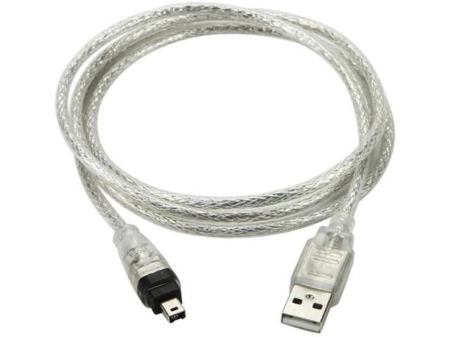 4FT 1.2M USB Male to 1394 4 Pin Male DV Cable FireWire IEEE 1394 Cable iLink FireWire Cable Cord 1 Pcs for to JVC Sony Camcorder DCR-TRV75E DV USB Firewire Cable Clear 