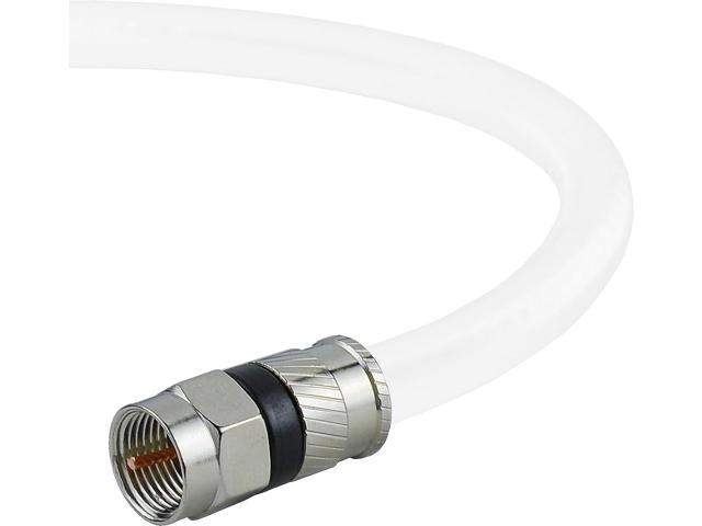 Postta Digital Coaxial Cable Quad Shielded White RG6 Cable with F-Male Connectors 50 Feet 