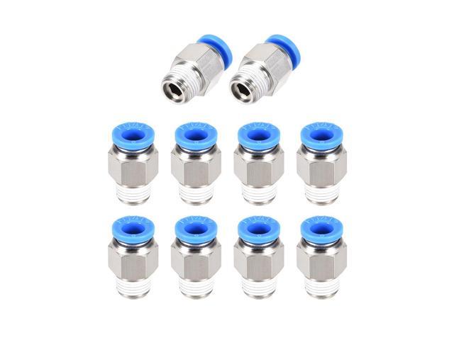 Pt1 8 Male Straight Thread 6mm Push To Connectors Quick Fittings Silver