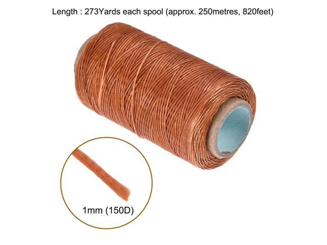 Leather Sewing Thread 273 Yards 150D/1mm Polyester Waxed Thread Cord, Flat  Thread for Hand Stitching Leather Bookbinding,Craft DIY, (Coffee, 2pcs) 