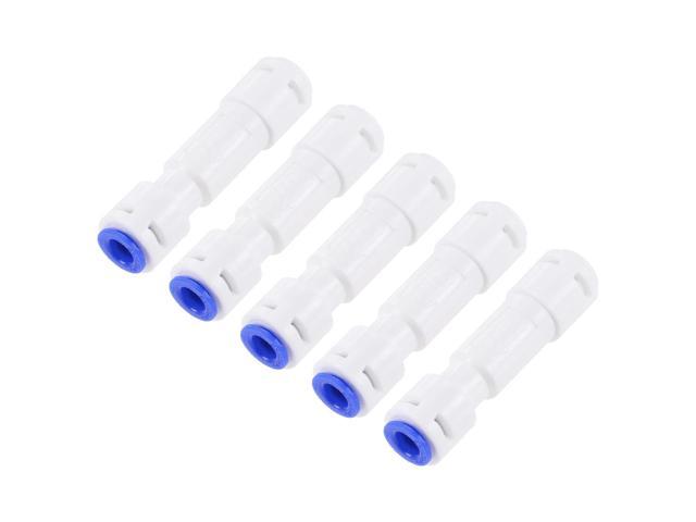 65mm White Blue uxcell Quick Connector Flow Restrictor 300CC 1/4 to 1/4 Straight Connect Fittings for RO Water Purifier 
