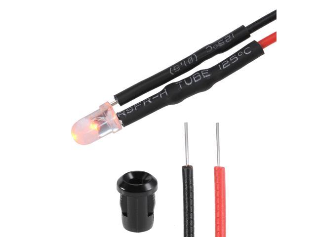 Light Emitting Diodes with Edge uxcell 5Pcs DC 12V 5mm Pre Wired LED Flashing Red Light Round Top Clear Lens 