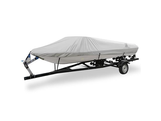 Gray,Fits V-Hull,Tri-Hull Runabout Boat Cover,Full Size Boat Cover MSC Heavy Duty 300D Marine Grade Polyester Canvas Trailerable Waterproof Boat Cover