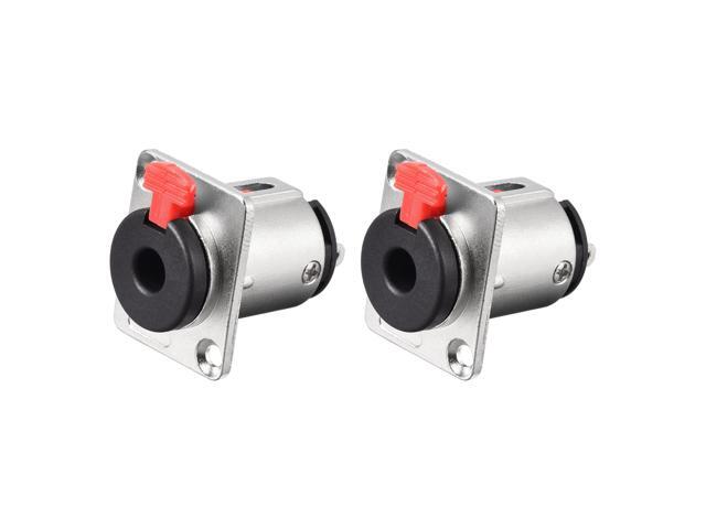 2 sets 3-Pole 1/4" 6.35mm Female Jack PLUG Panel With Lock Stereo Audio Adapter 