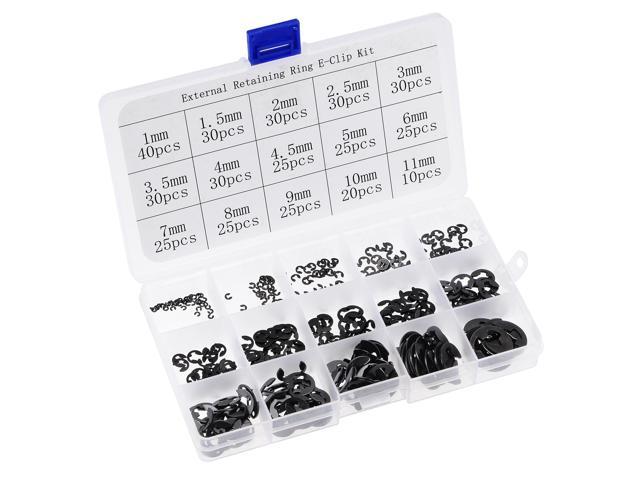 Usee 400pcs E-Clip Stainless Steel Circlip Set External Retaining Ring Snap Ring Assortment Kit 1.5-15mm 13 Size 